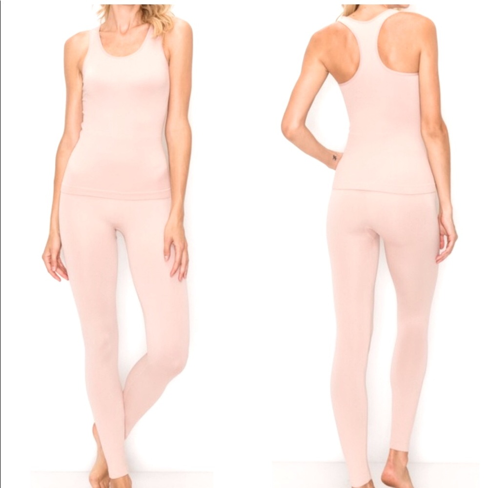 Racerback Tank & leggings set in pink. S:(M)(L) B5